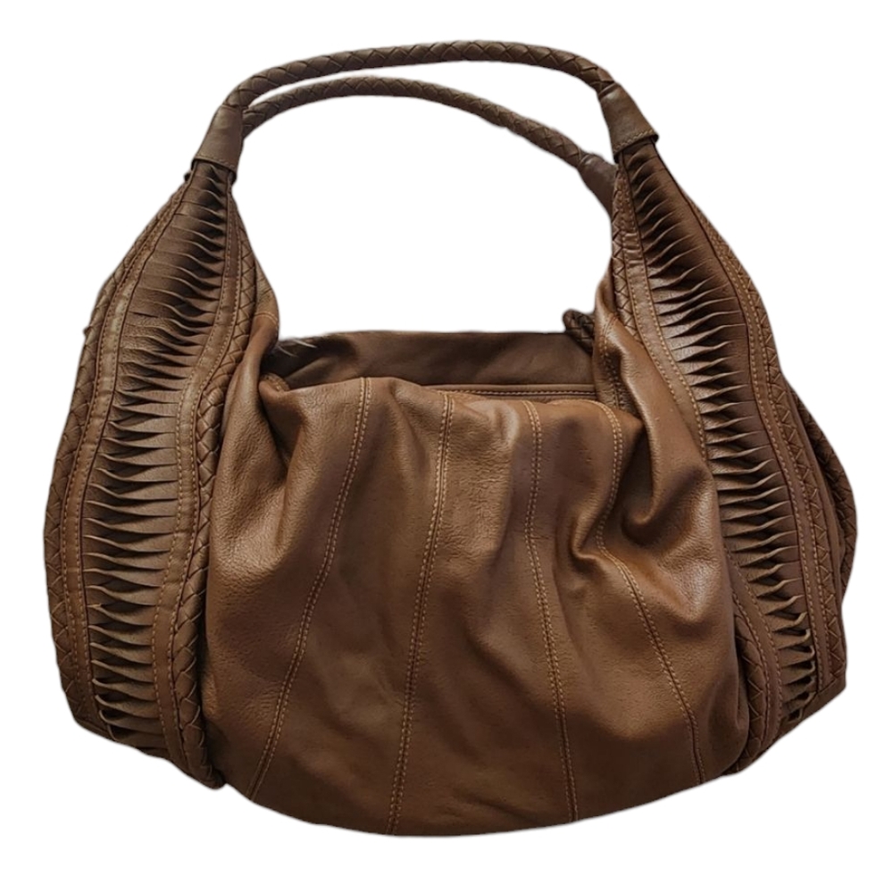 Clever Cariage Company St. Tropez Handcrafted Leather Hobo light brown